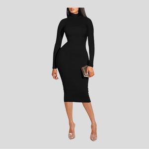 Women’s Bodycon high neck Dress Black 2XL